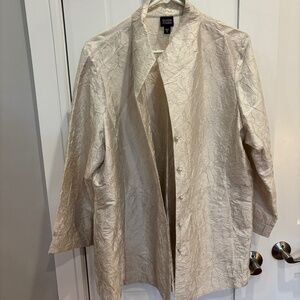Eileen Fisher textured ivory silk jacket -- size XL
